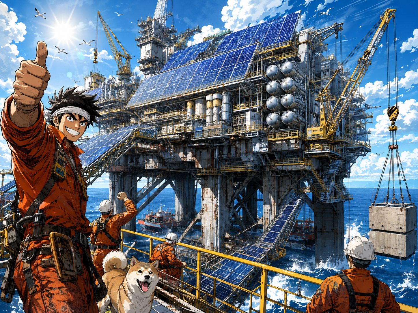 Old oil rig converted into a solar power platform